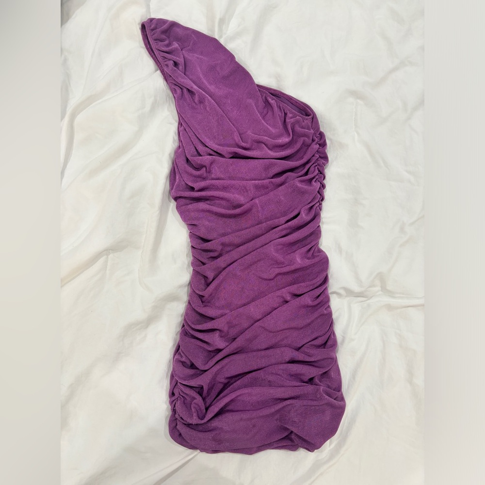 Ruched One Shoulder Sparkly Dress